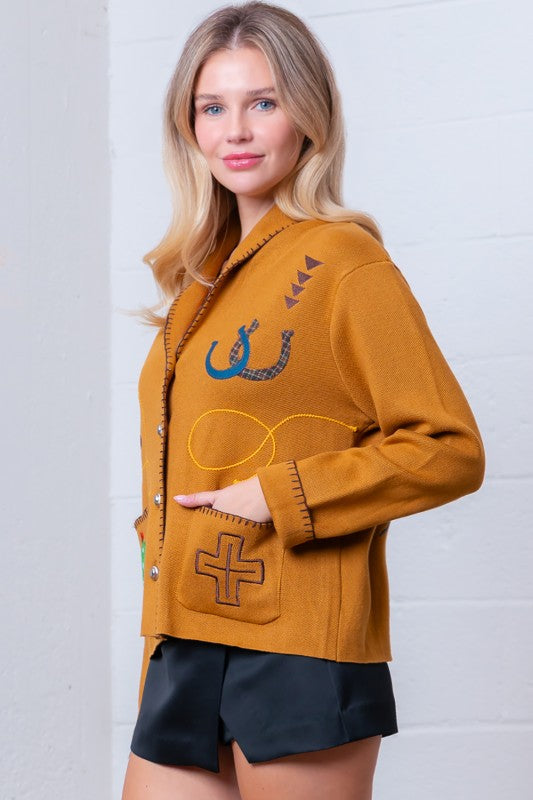 Western Embroidered Cardigan
