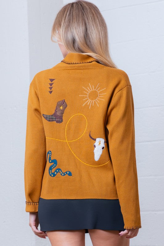 Western Embroidered Cardigan