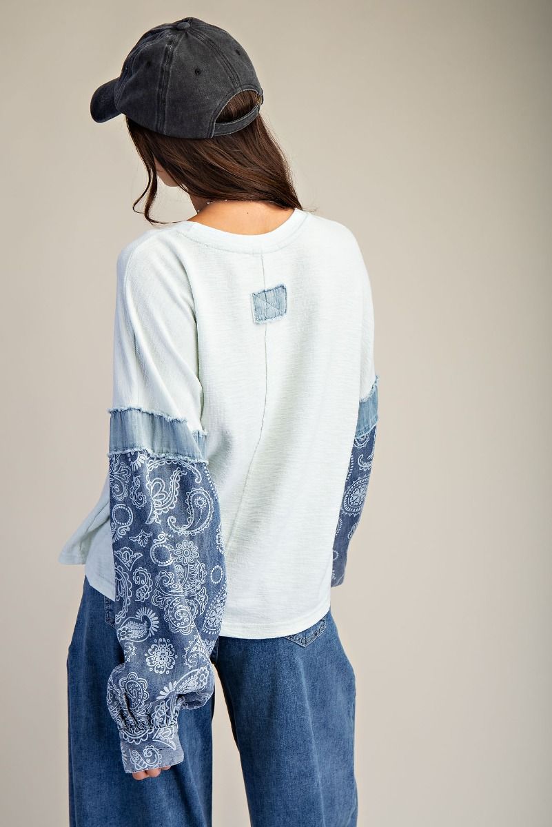 Denim Paisley Top