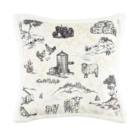 FARM LIFE CAMPFIRE SHERPA PILLOW