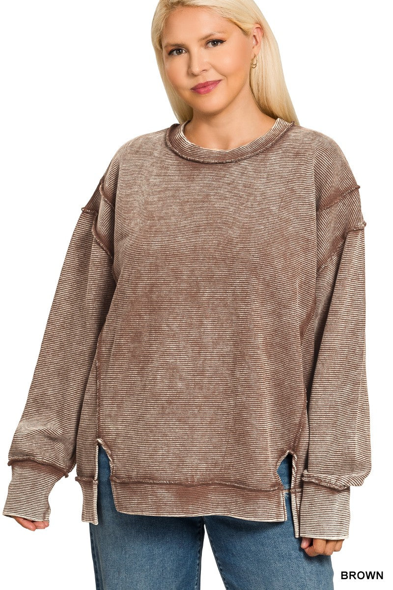 Plus Size Ribbed Pullover