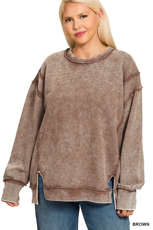 Plus Size Ribbed Pullover