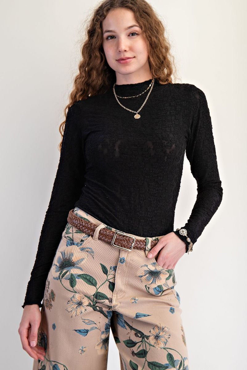 Burnout Fitted Lace Top