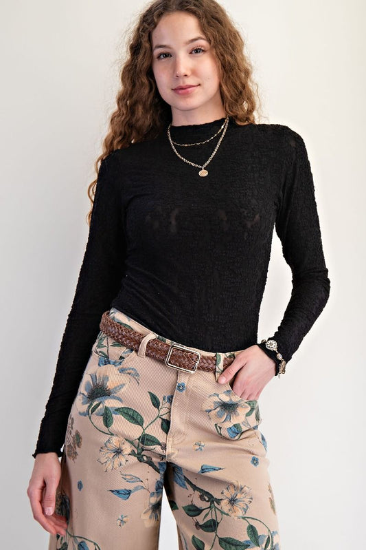 Burnout Fitted Lace Top