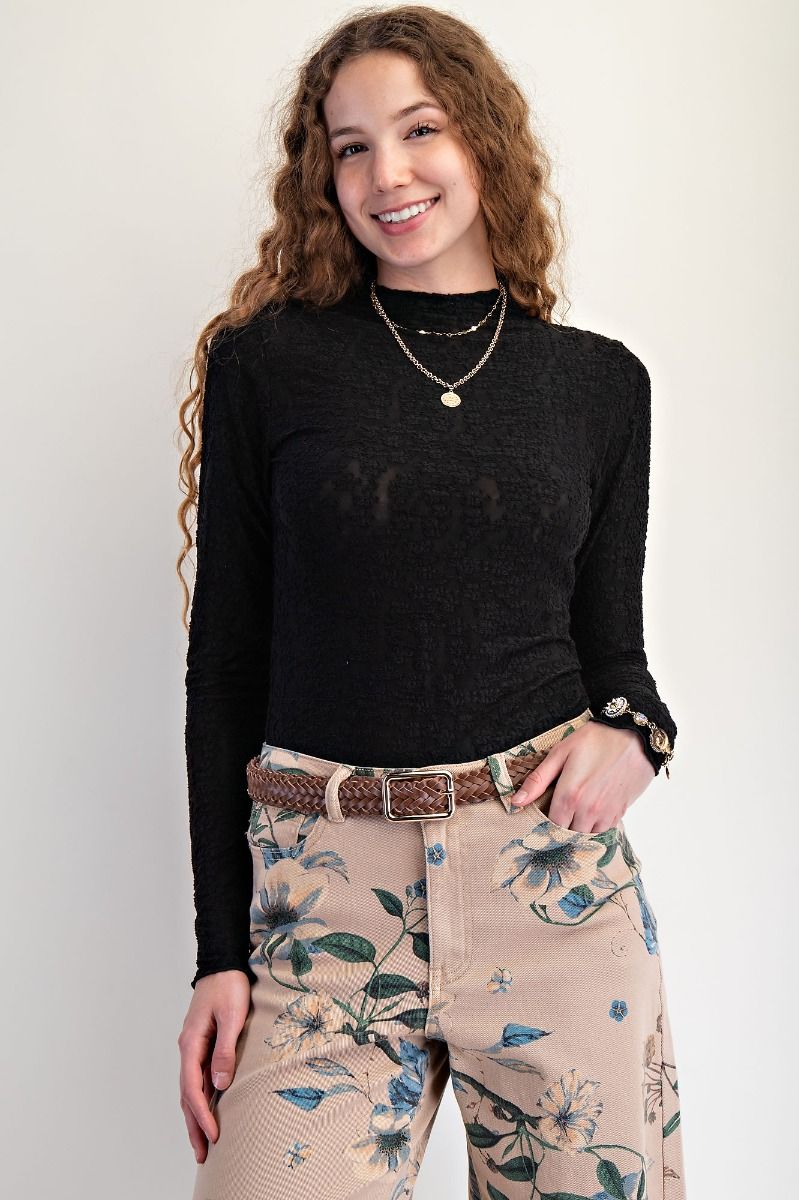 Burnout Fitted Lace Top