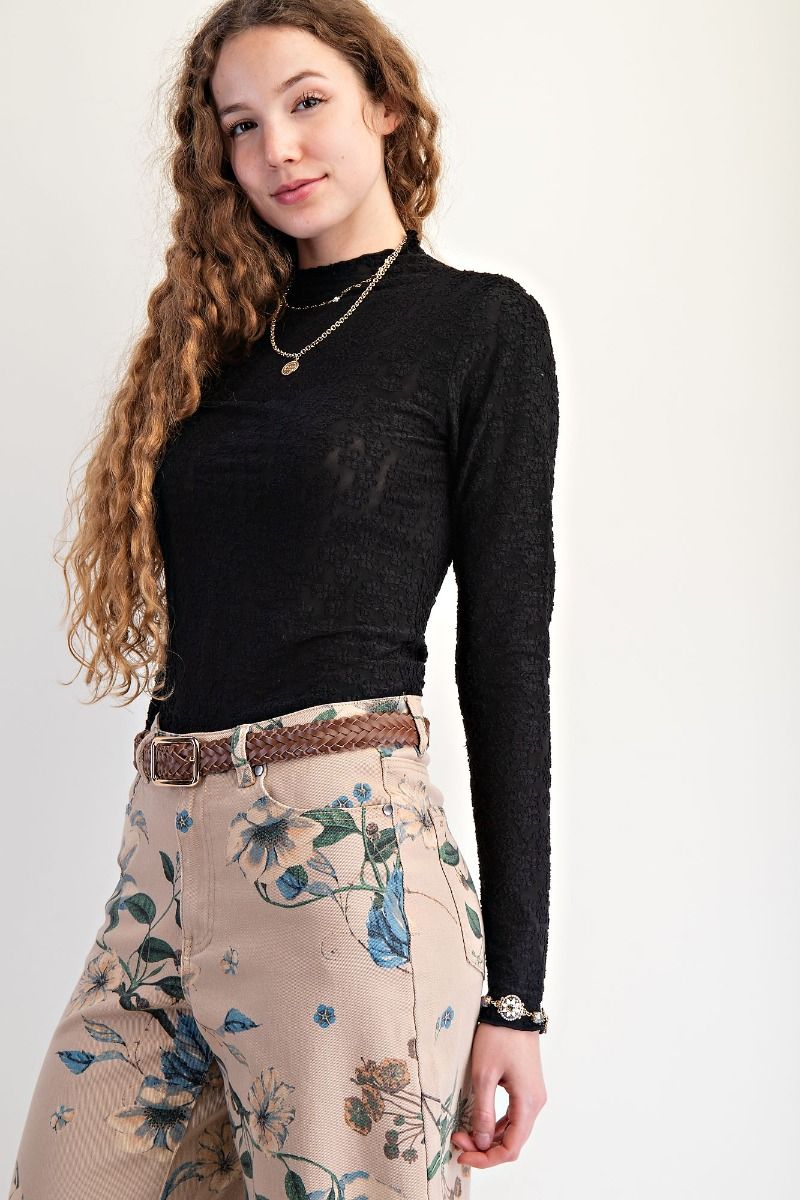 Burnout Fitted Lace Top