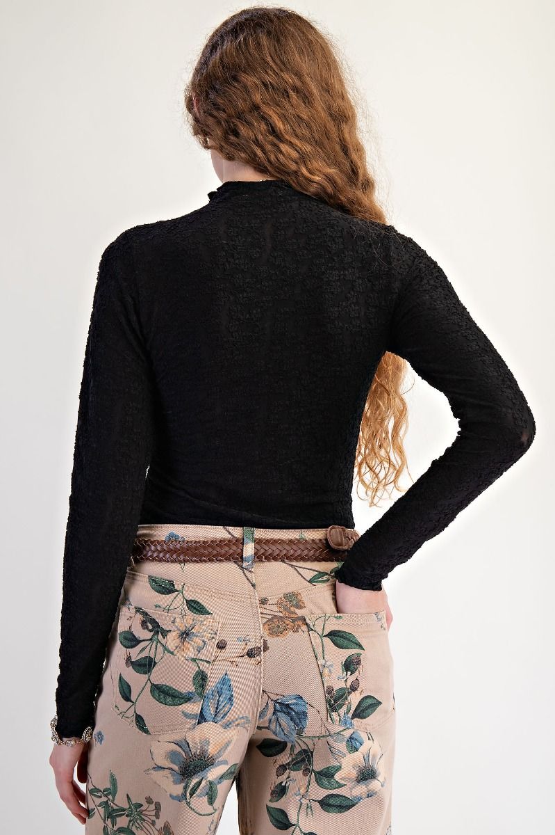 Burnout Fitted Lace Top