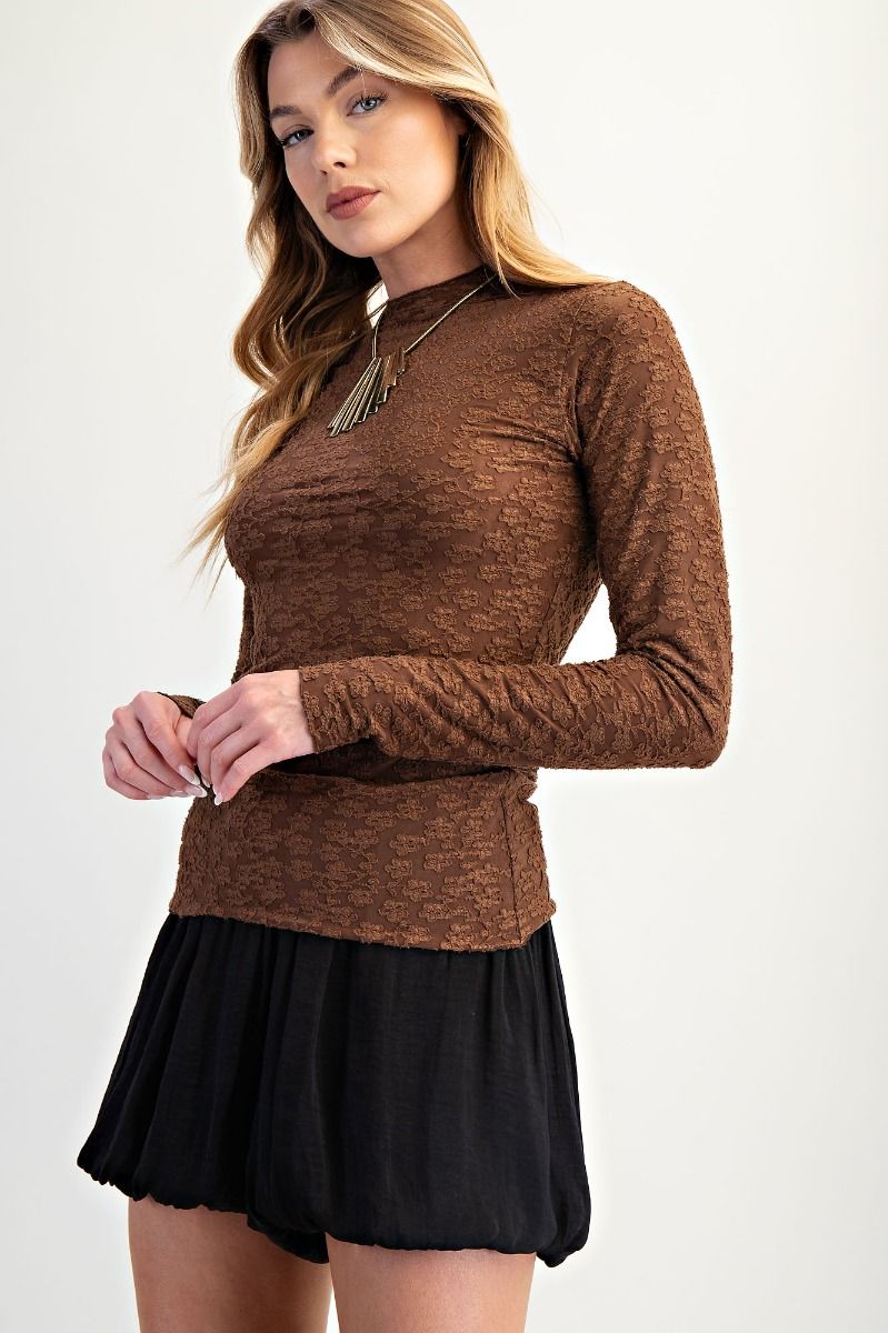 Burnout Fitted Lace Top