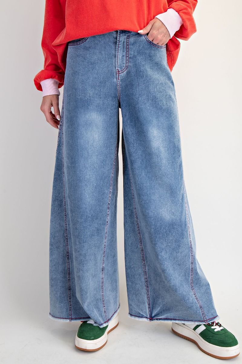 Red Stitch Wide Leg Pants