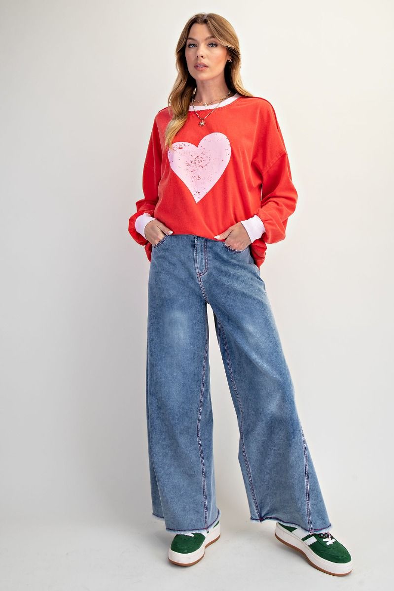 Red Stitch Wide Leg Pants