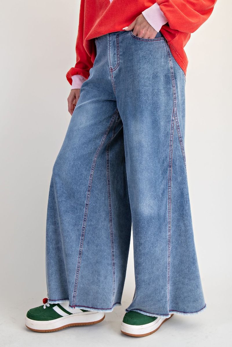 Red Stitch Wide Leg Pants