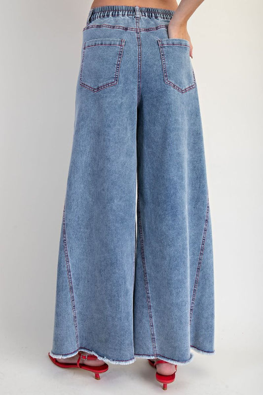 Red Stitch Wide Leg Pants