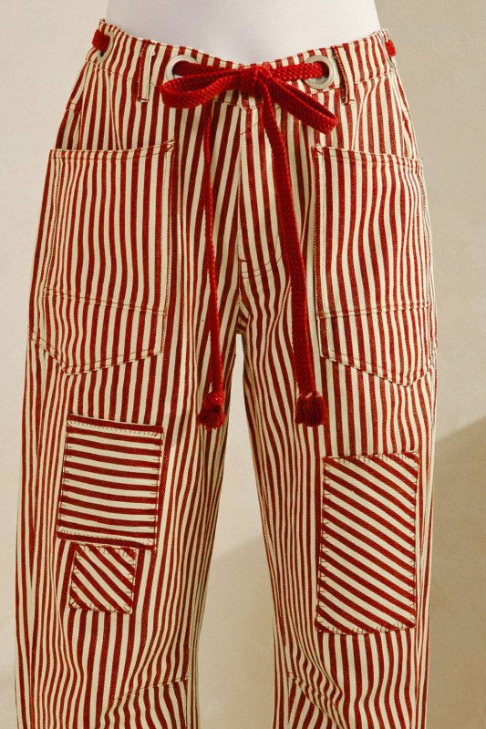 Red Vintage Stripe Pants