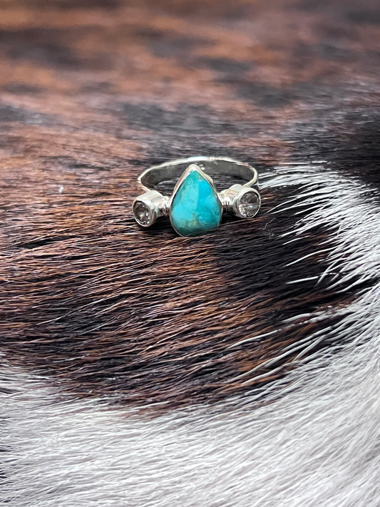 Tear Drop Double Diamond Stacker Ring