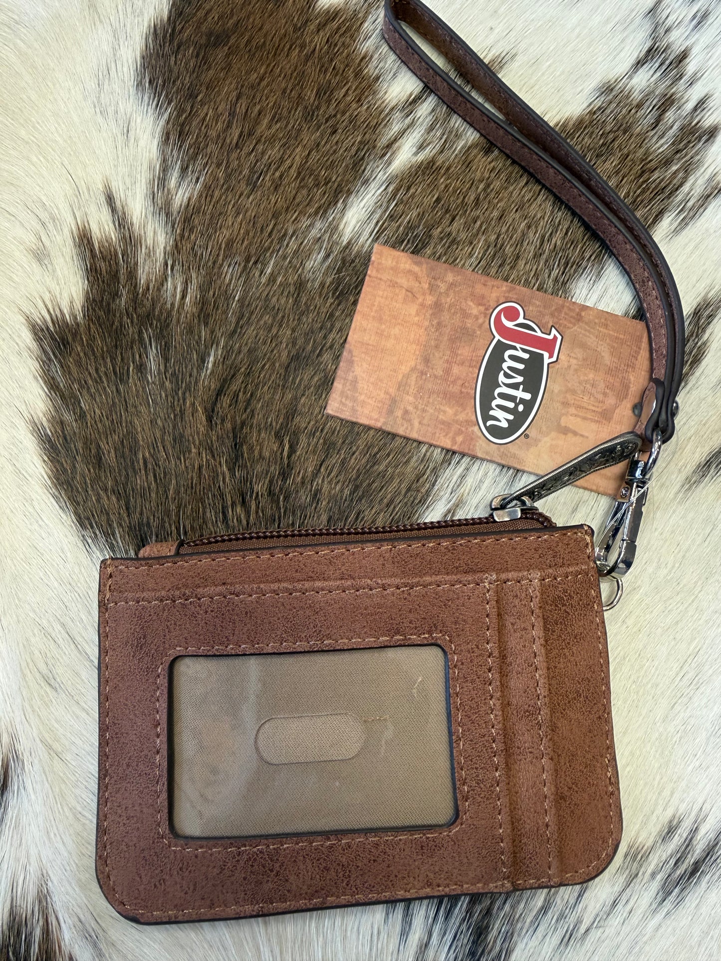JUSTIN LADIES MINI CARD WALLET CANVAS W/ROPE HEART
