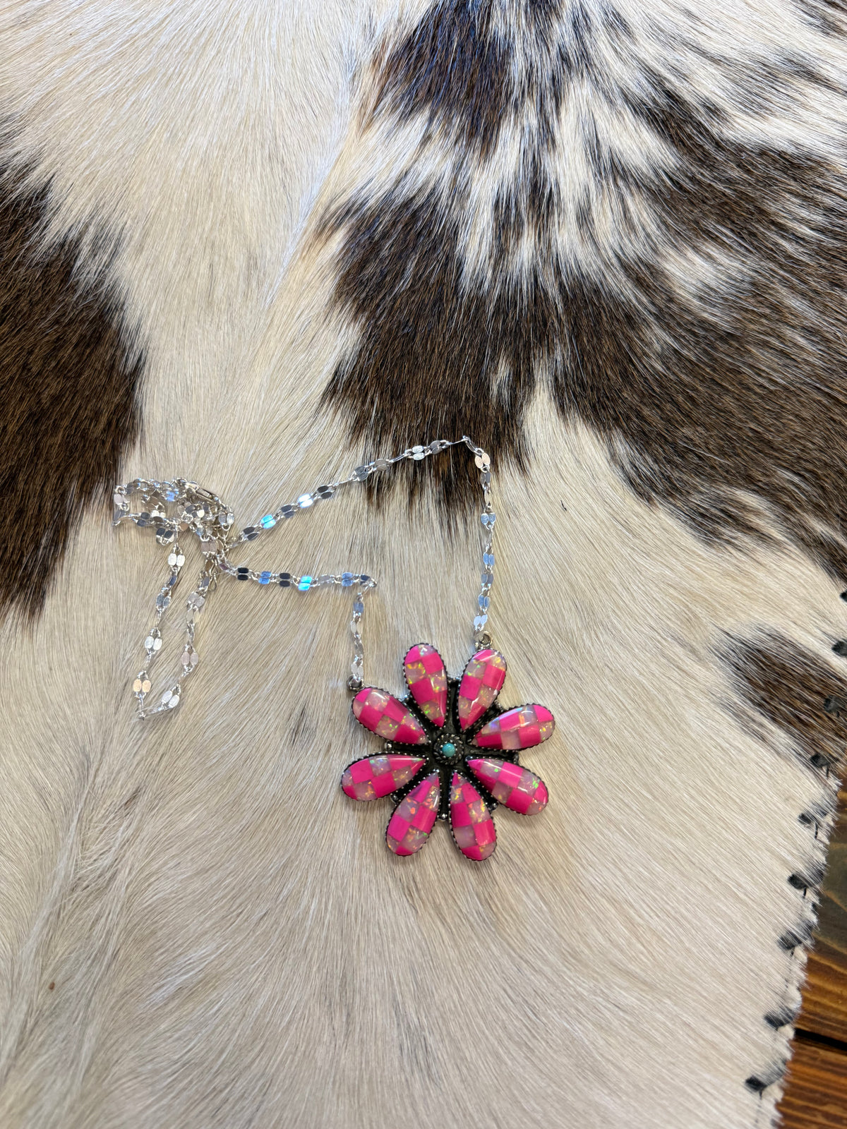Pink Wildflower Rodeo Sterling Silver Necklace