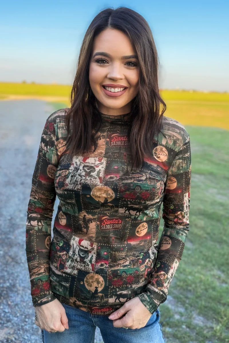 SANTA'S SADDLE SHOPMESH TOP