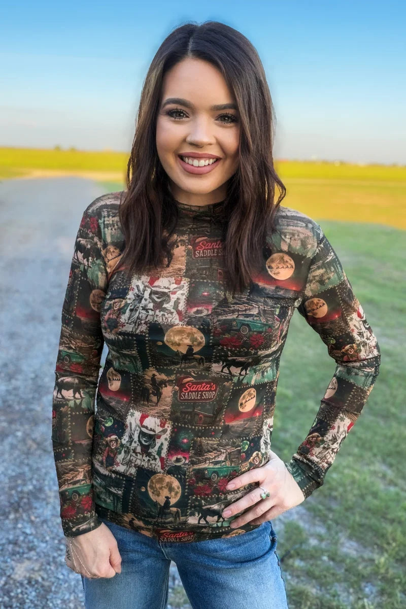 SANTA'S SADDLE SHOPMESH TOP