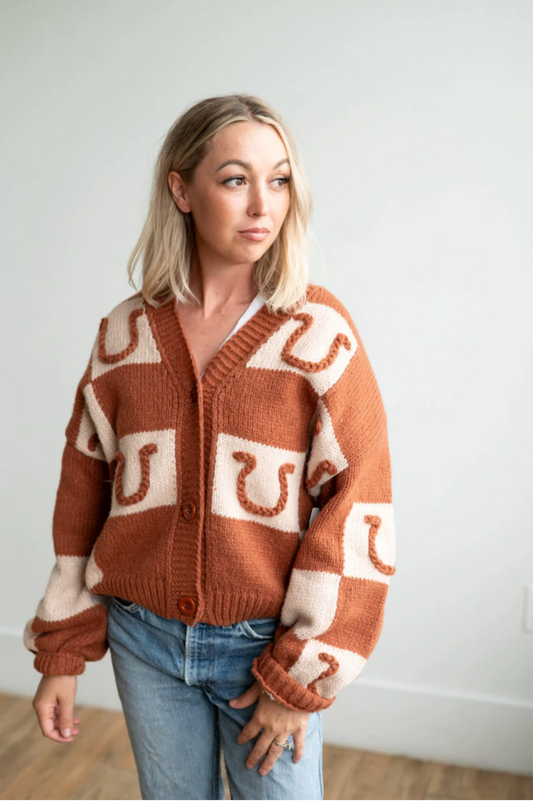 Brown Horse Shoe Cardigan