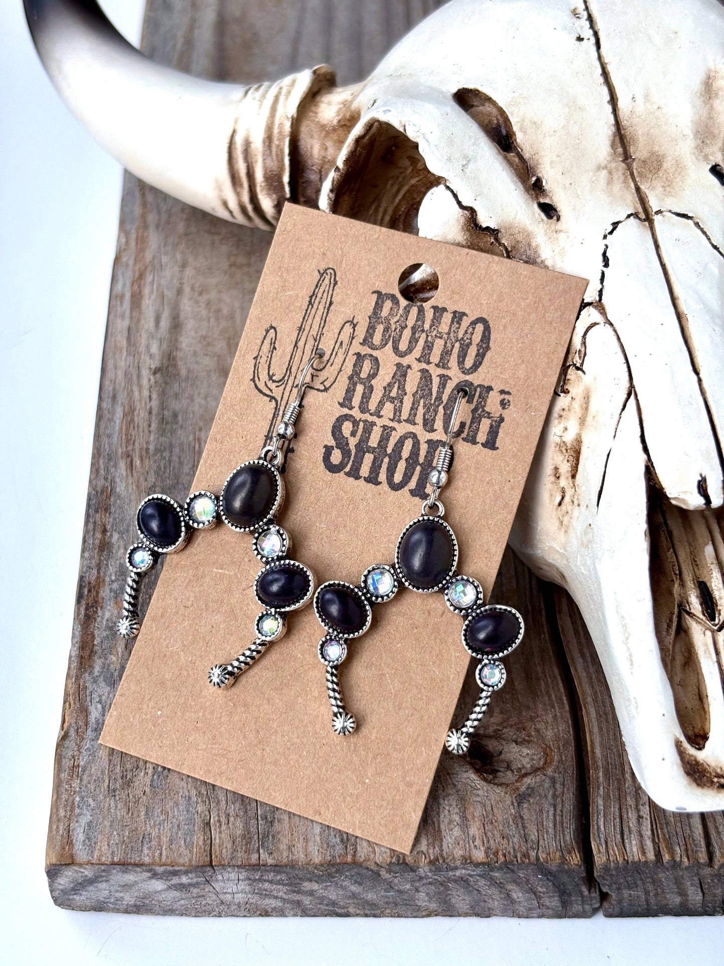 Western Squash Blossom with Stone Drop Earrings