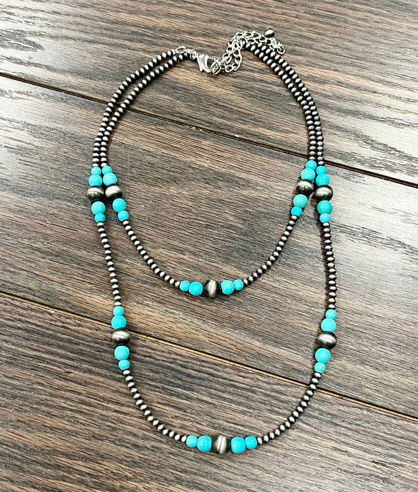 Bandera Handmade Navajo Bead, Synthetic Turquoise Necklace