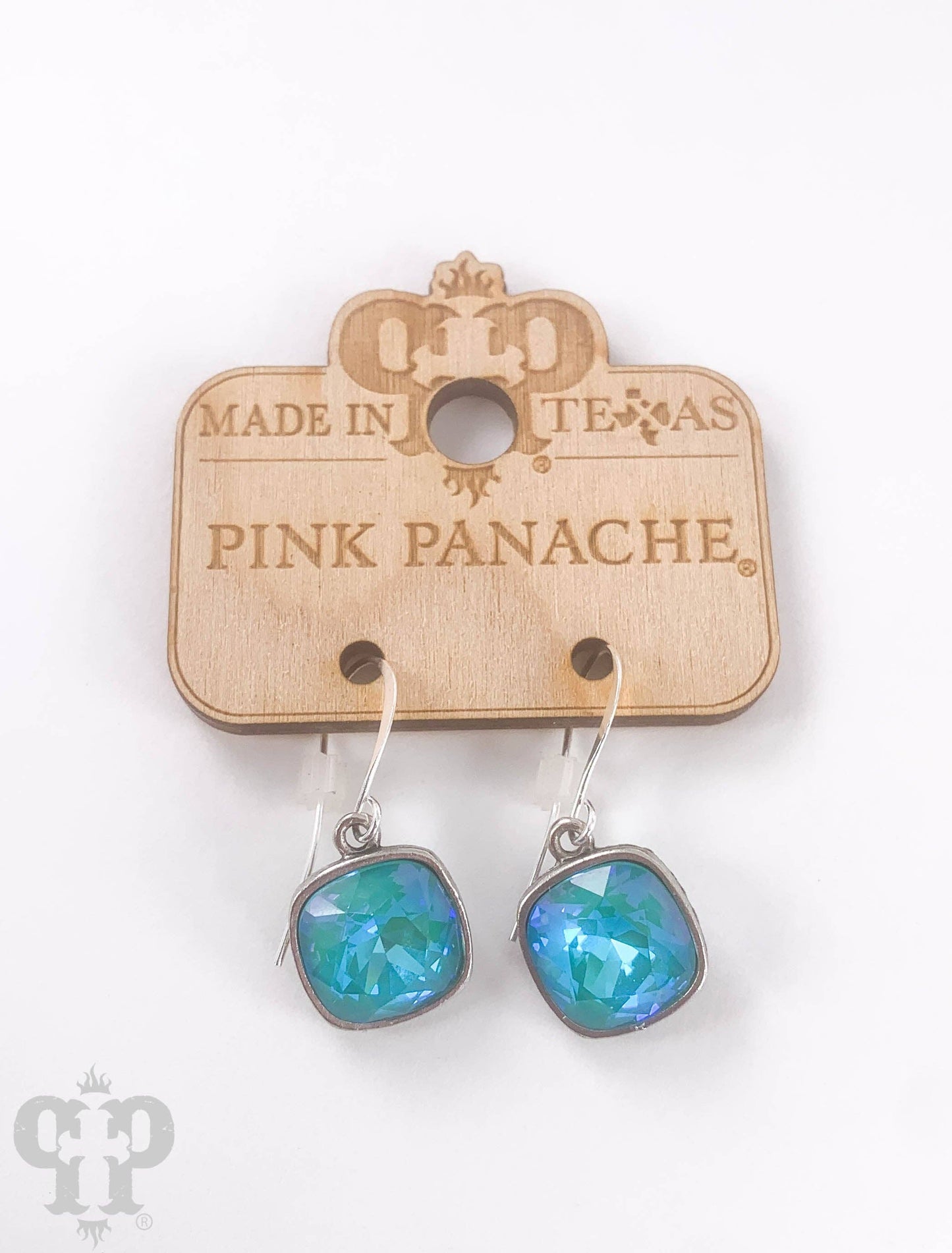 Austrian square crystal hook earring, 12mm