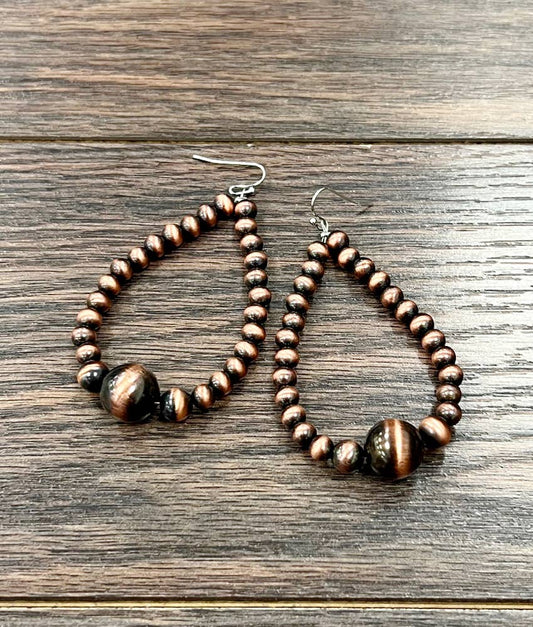 Belton Handmade Drop Copper Navajo Bead Earrings