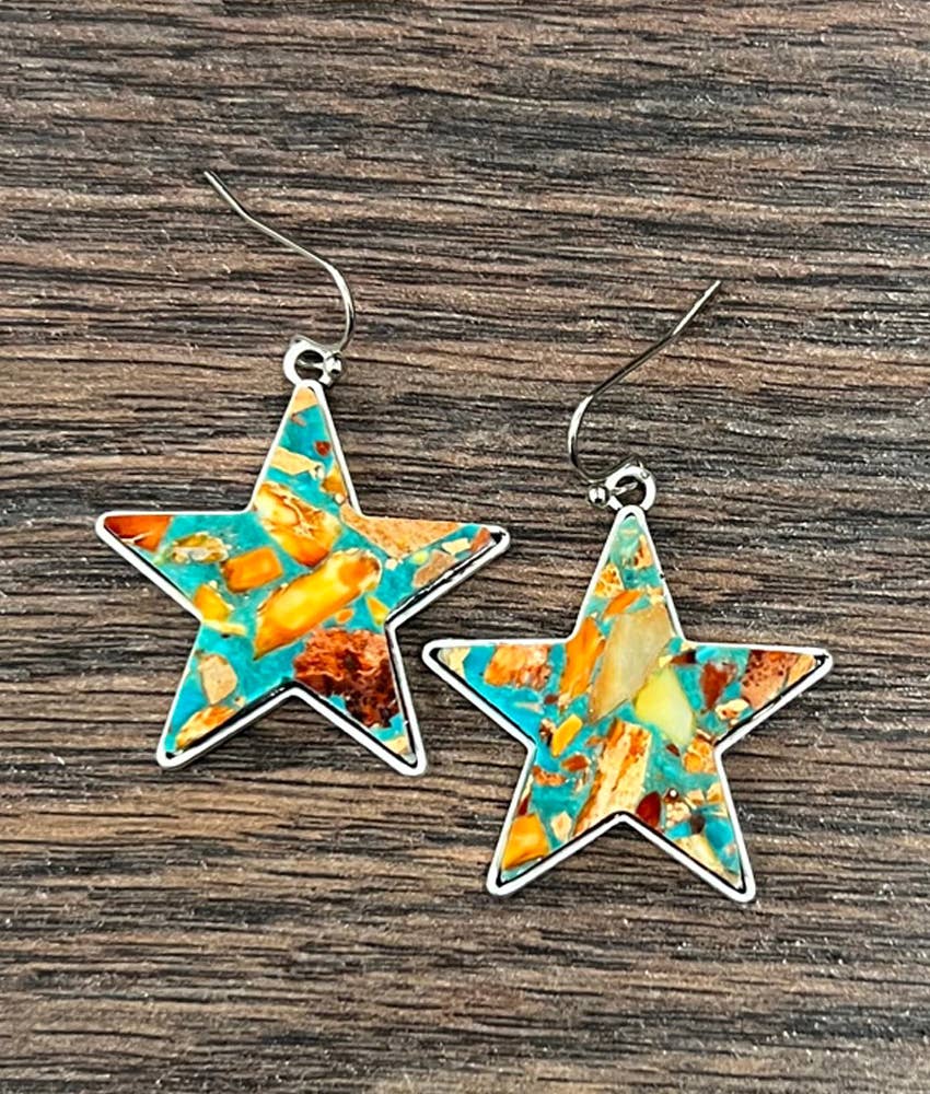 725273, Star Gemstone Earrings