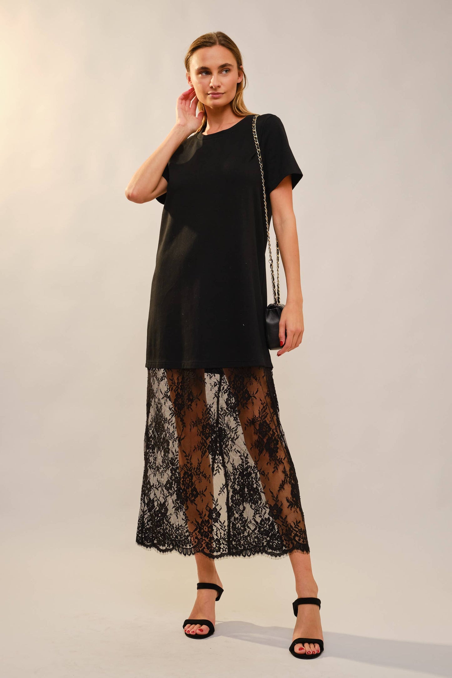 Lace Layered Midi Dress