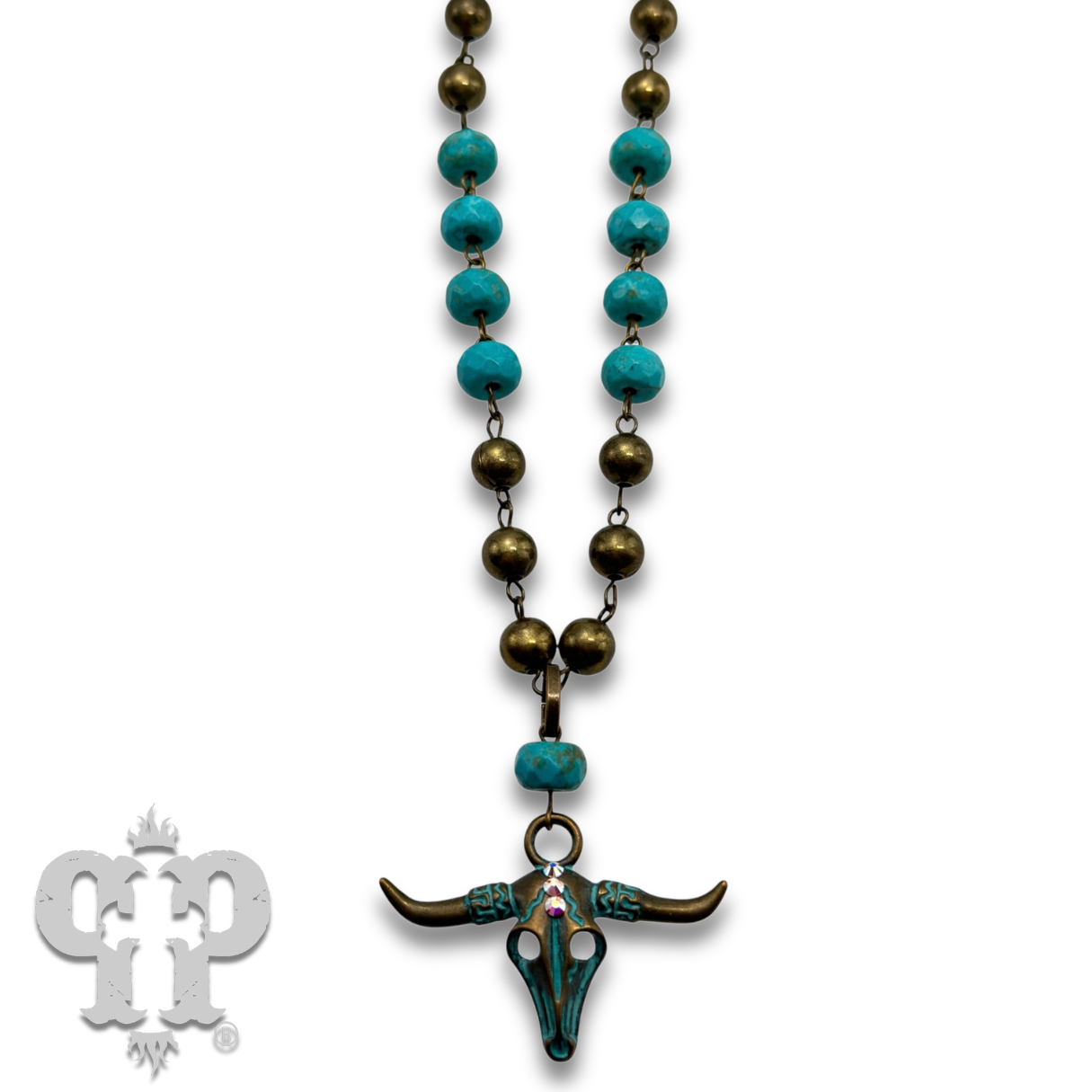 Longhorn and rhinestone necklace