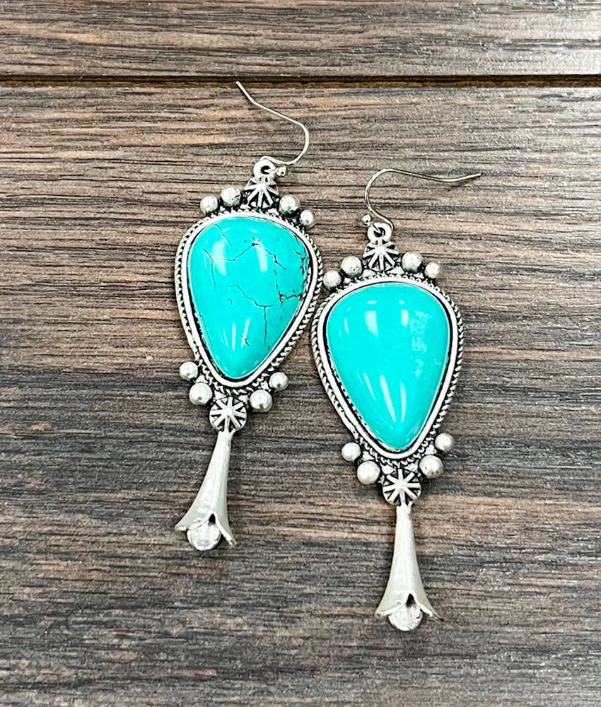 720860, Squash Blossom Turquoise Earrings