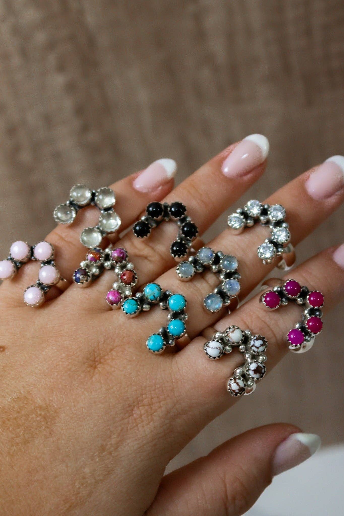 Mini Horseshoe Sterling Silver Stone Ring