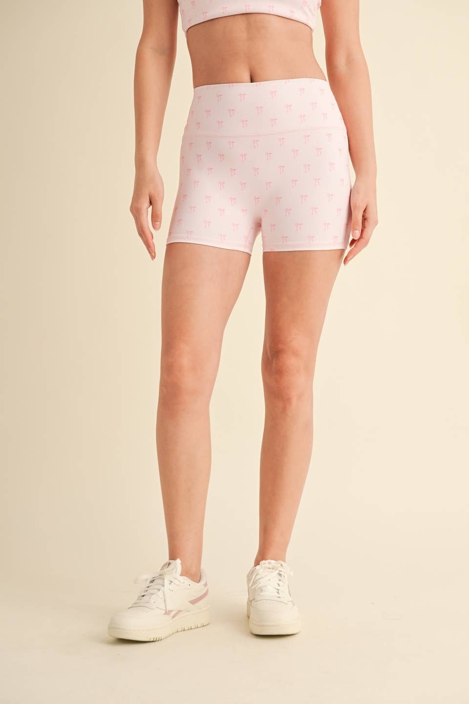 Bow Print Mid-Rise Mini Shorts