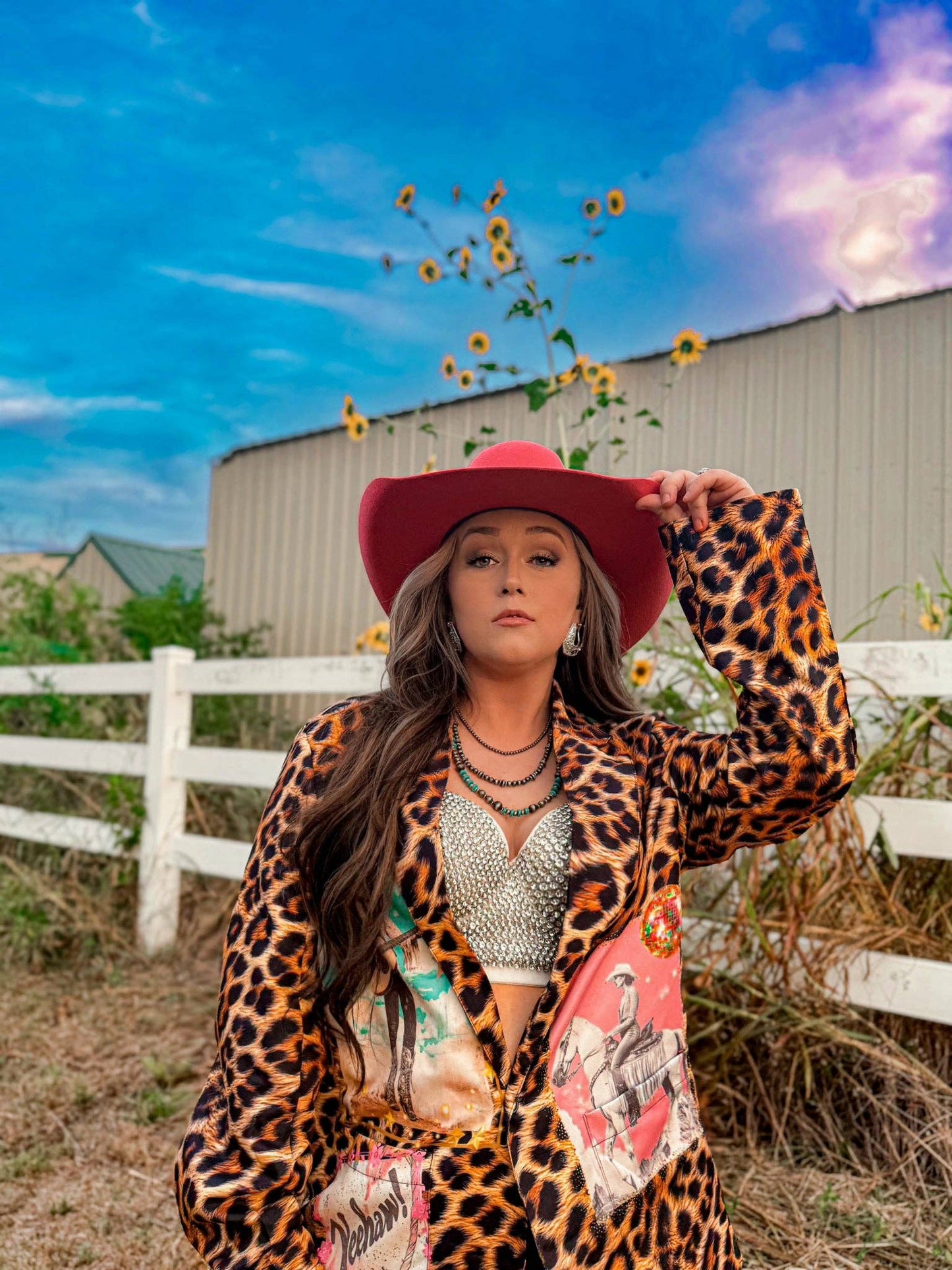Retro Pop Western Wild West Leopard Blazer