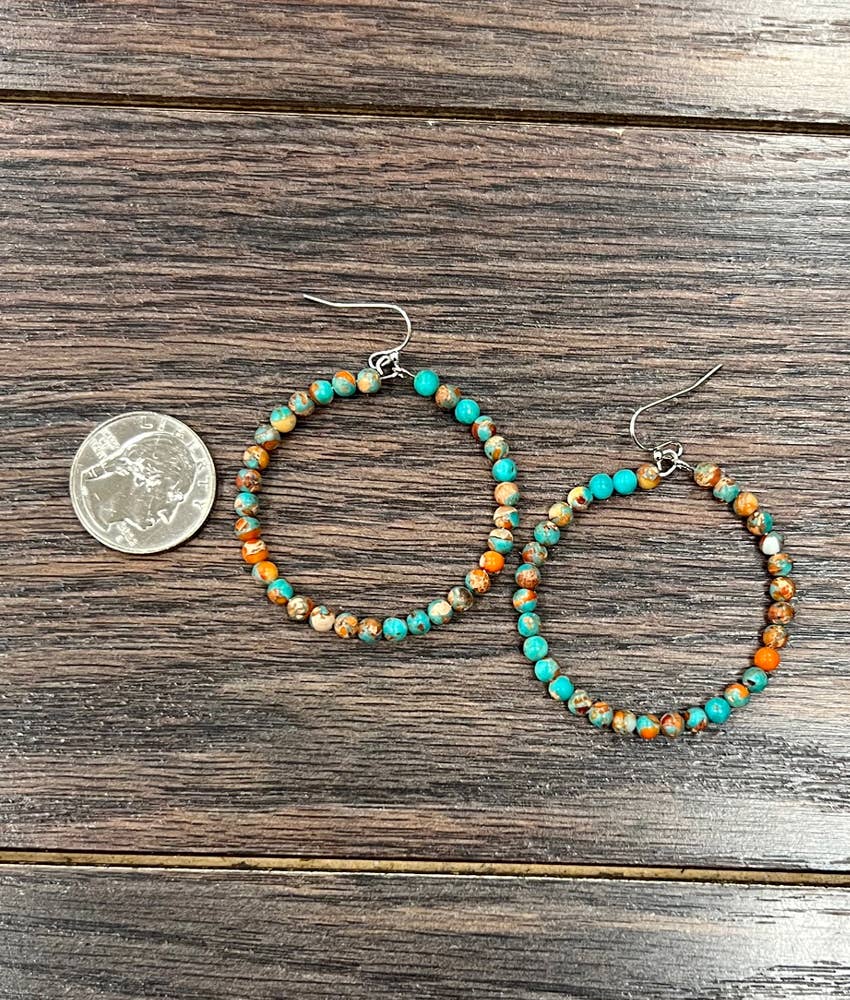 725256, Handmade 4mm Gemstone Hoop Earrings