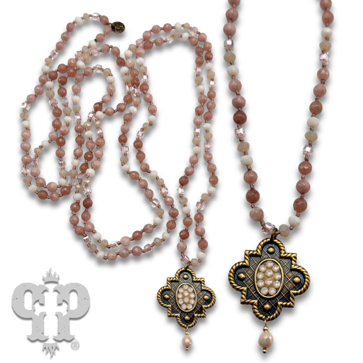 Art deco drop long necklace