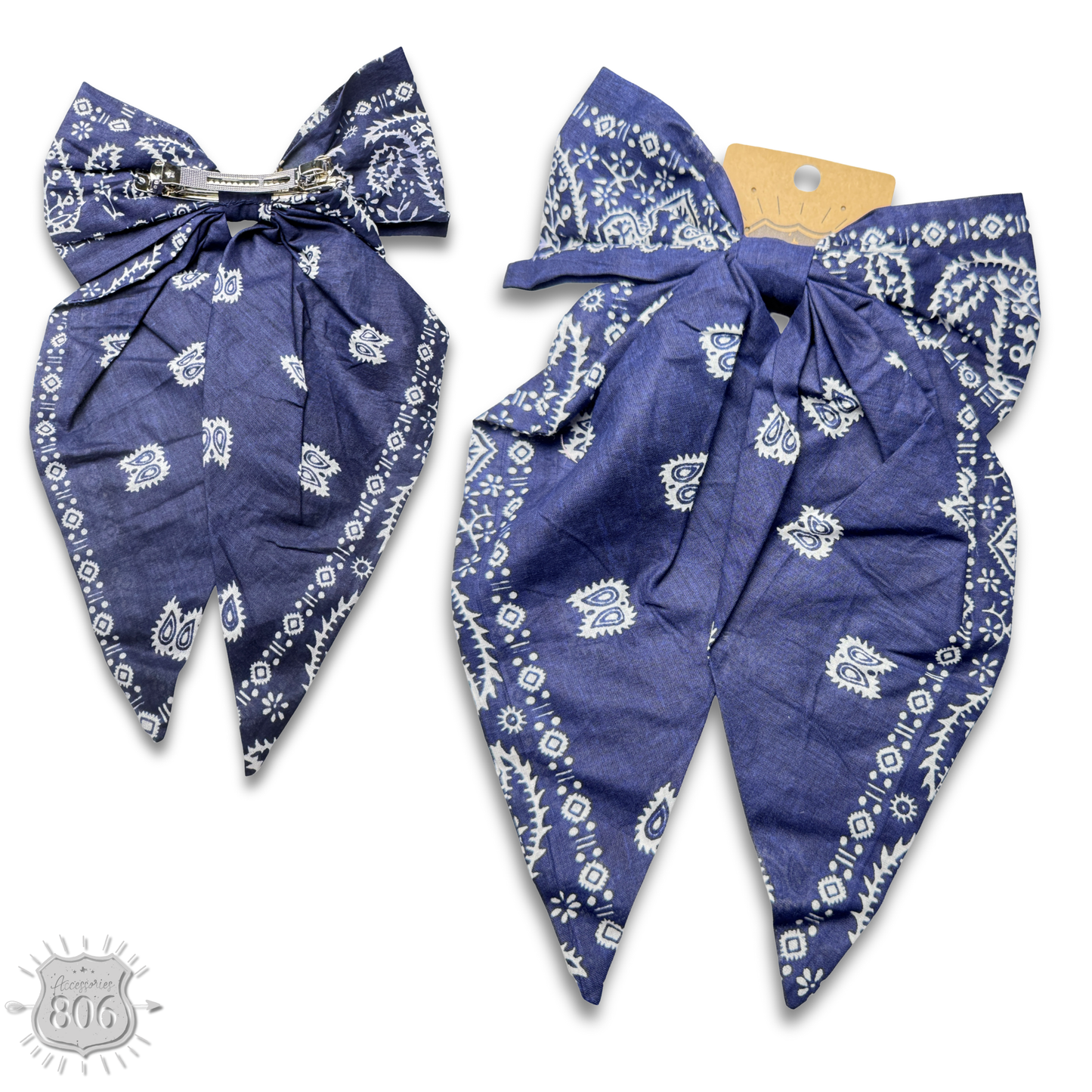 Western bandana print hair bow