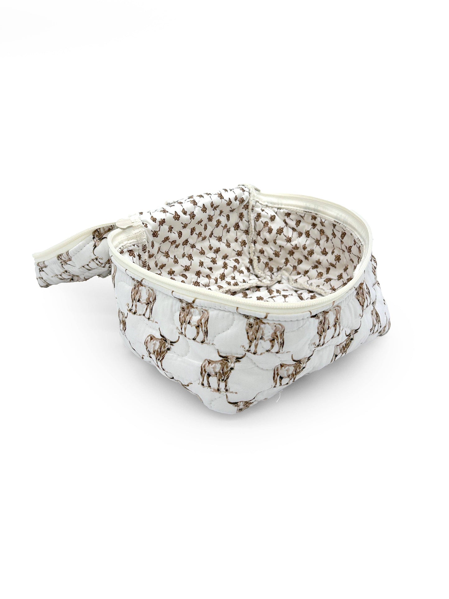 Longhorn Icon Brown Quilted Travel Case