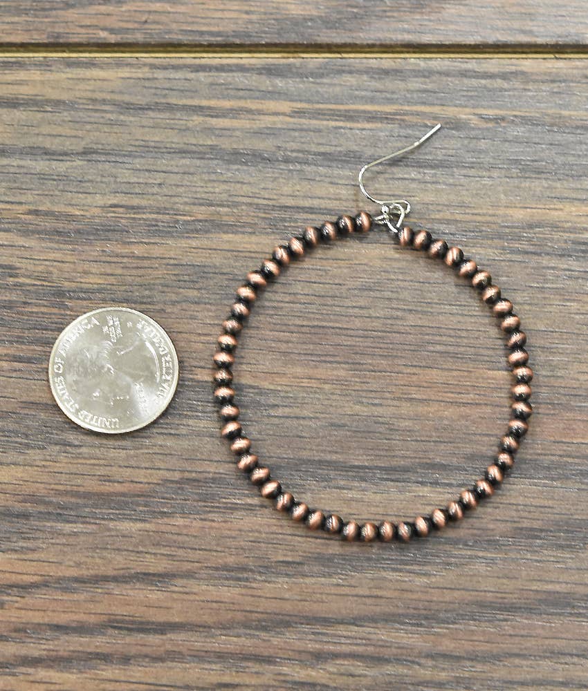 Benjamin Copper Navajo Bead Hoop Earrings