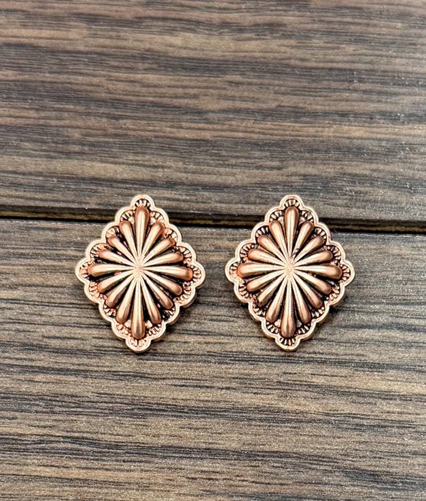 1" Brass Concho Stud Earrings