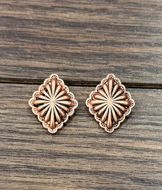 1" Brass Concho Stud Earrings