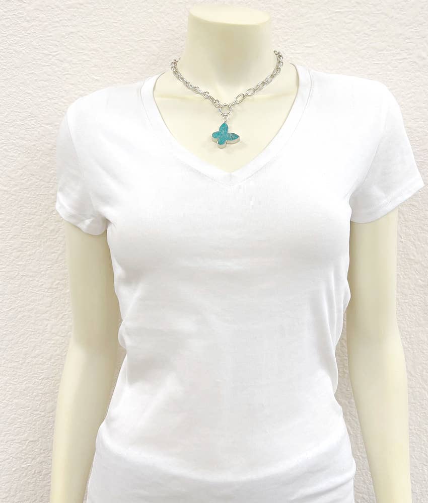 739392, Butterfly Gemstone Necklace