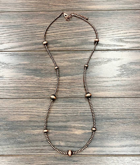 739490, 34-inch Copper Navajo Bead Necklace