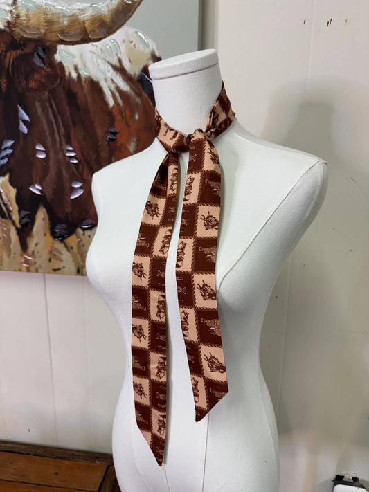 Cowpony brown checker twilly