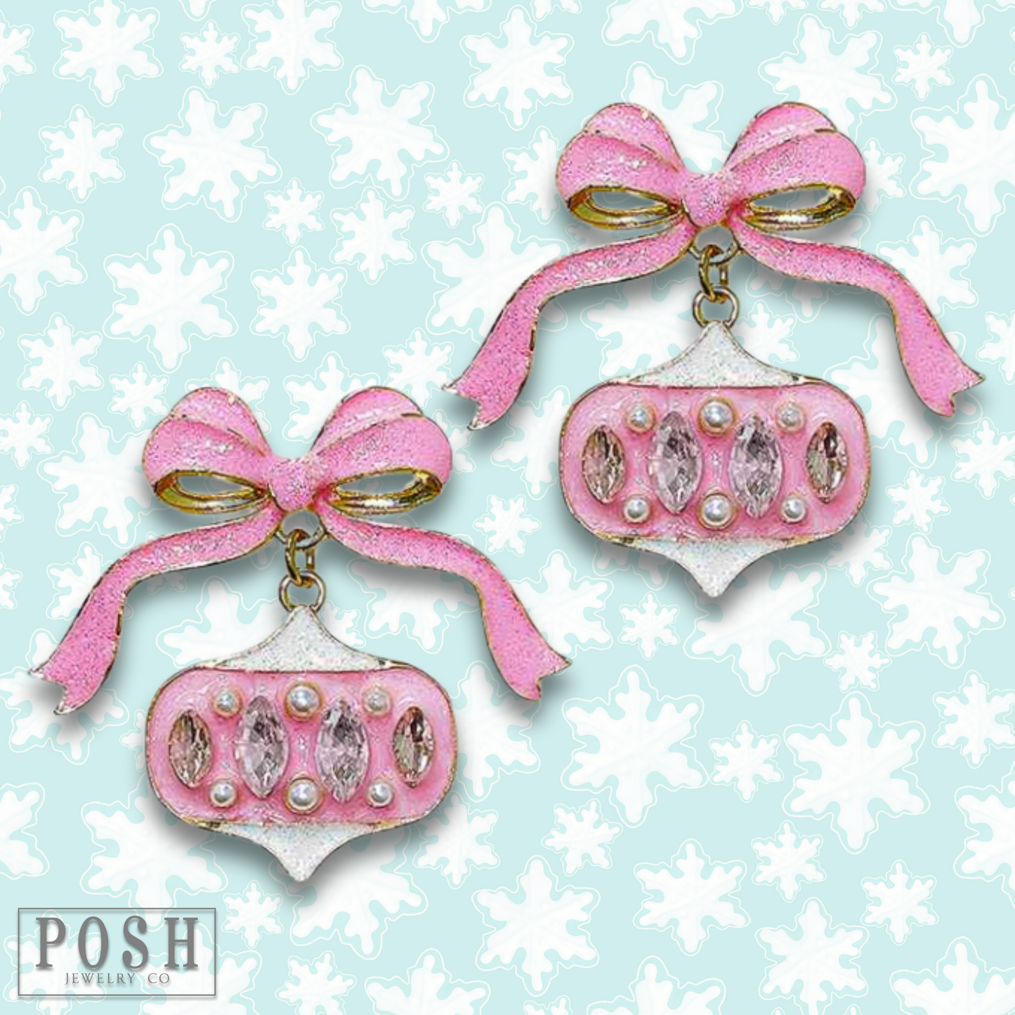 Pink Christmas ornament earring
