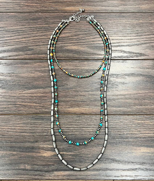 Aubrey Handmade Gemstone, Navajo Bead Necklace