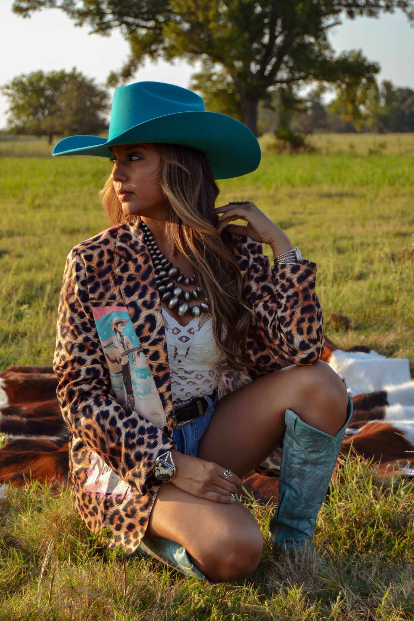 Retro Pop Western Wild West Leopard Blazer