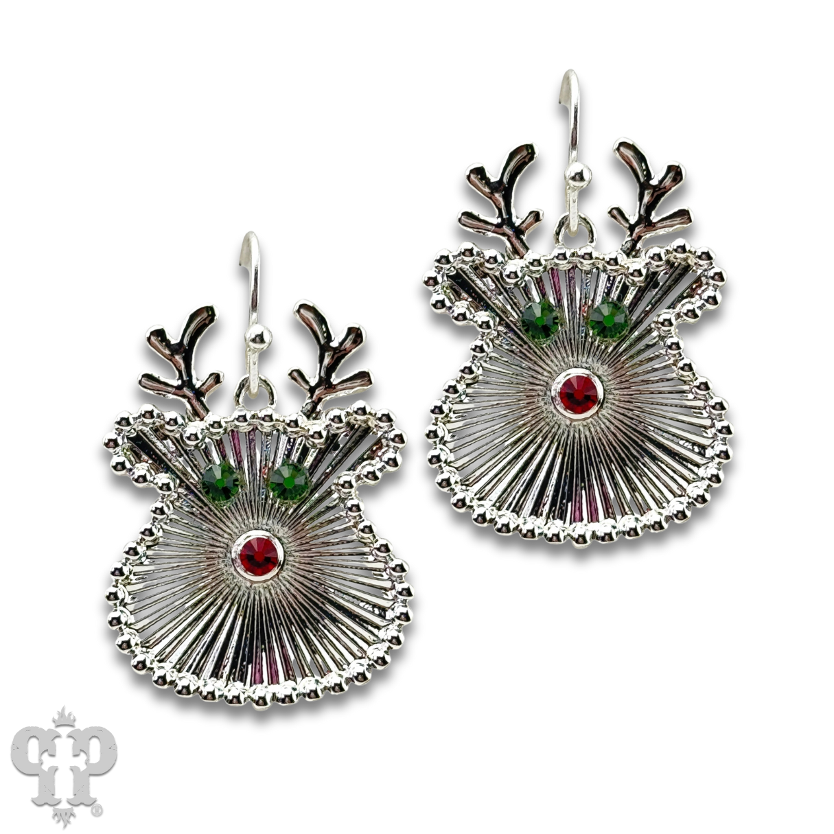 Reindeer face earring with Austrian crystals