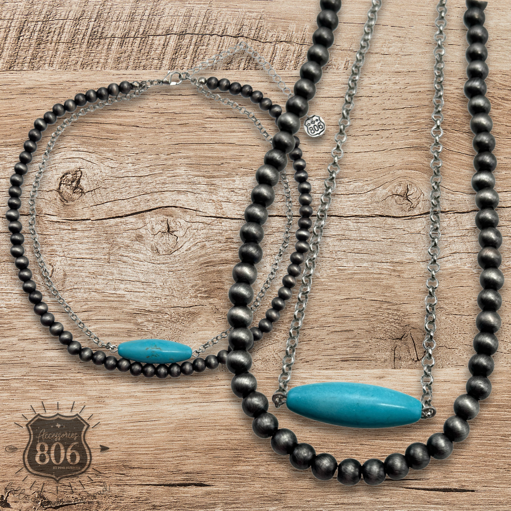 Western turquoise tube bead necklace