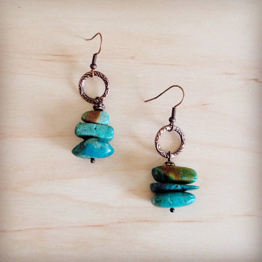 Natural Turquoise Stacked Gemstone Earrings 245q